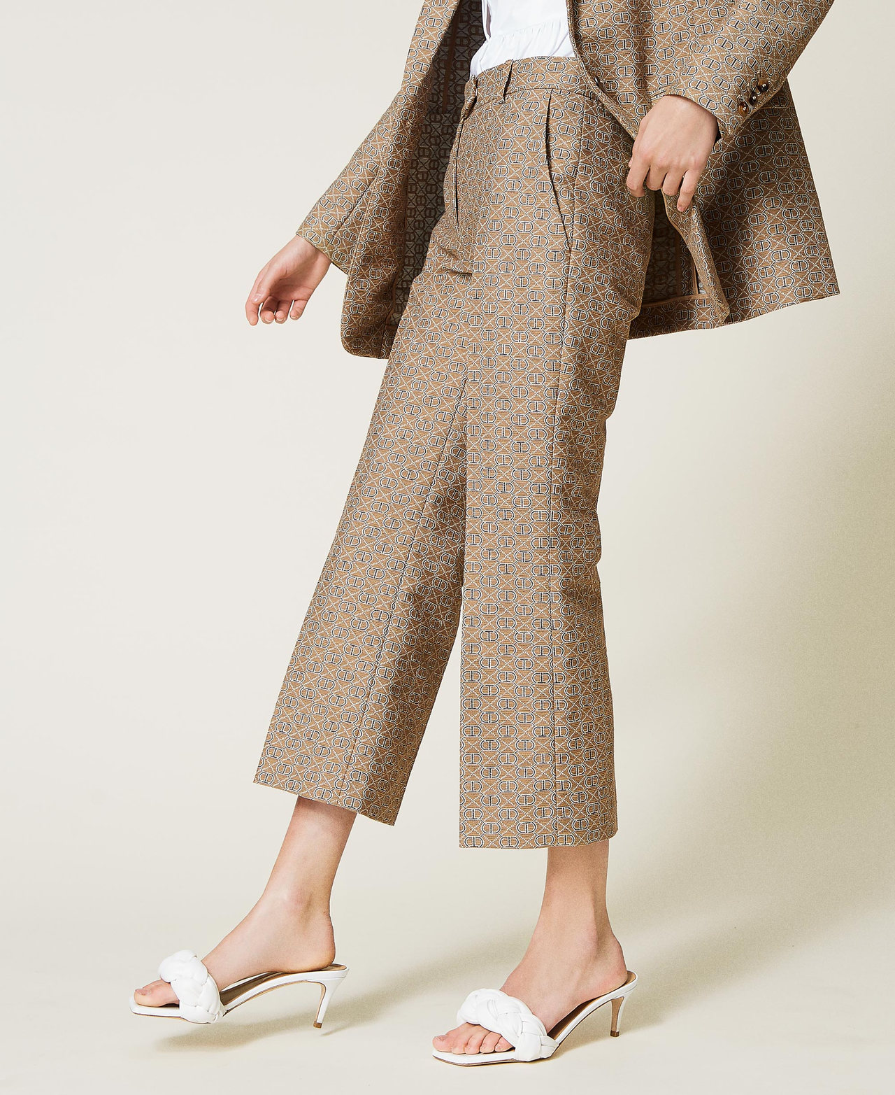 Jacquard trousers with all over logo