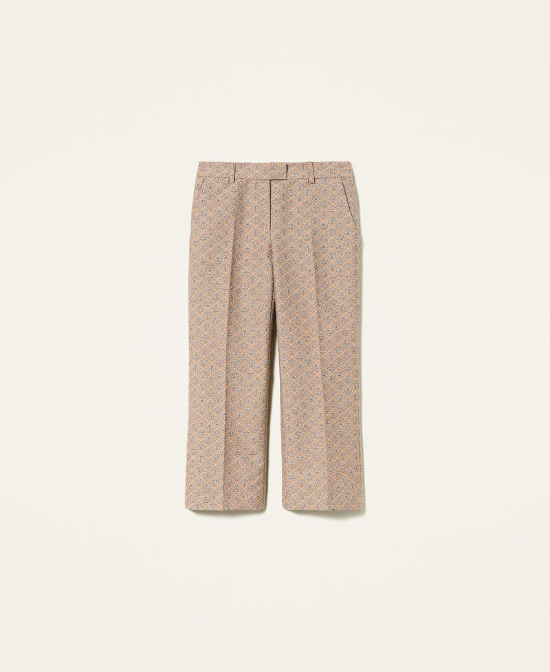 Jacquard trousers with all over logo