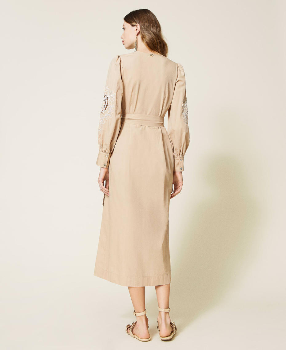 Длинное платье из муслина с ручной вышивкой Розовый "Кубинский песок" женщина 221TP2600-04