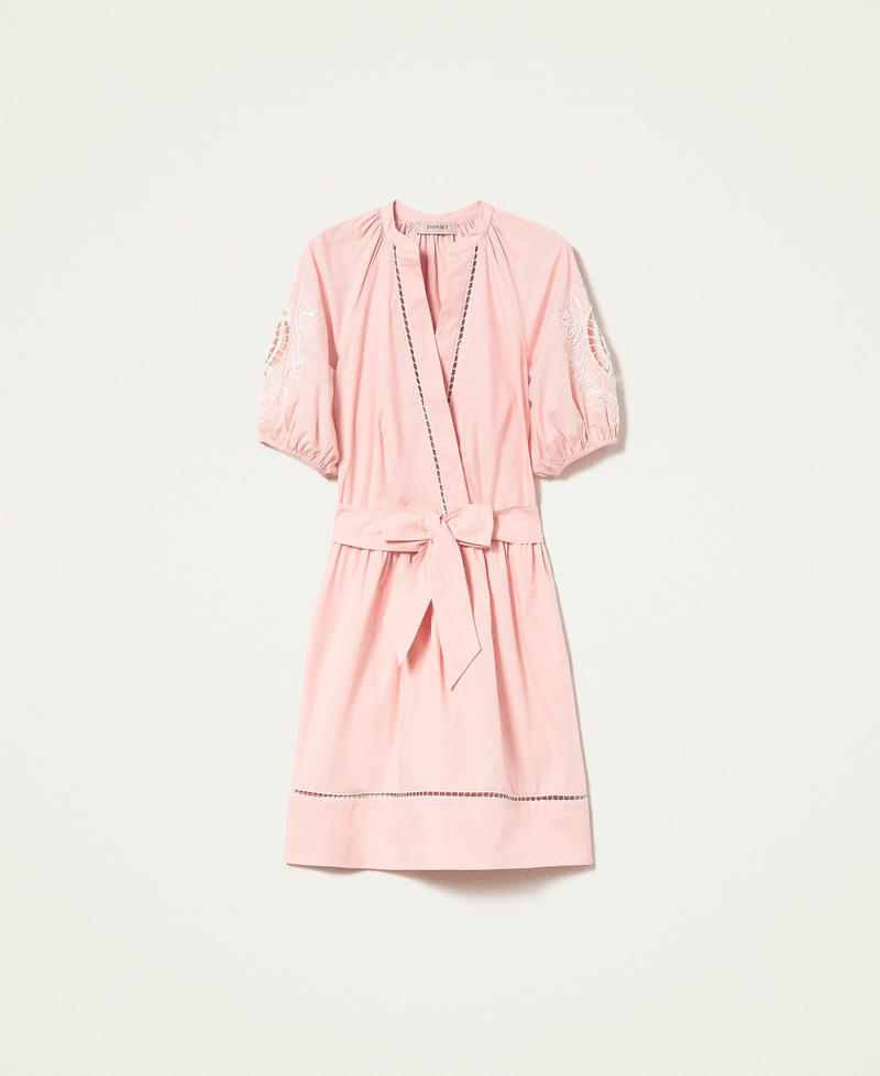 Muslin dress with handmade embroidery "Peach Cream” Pink Woman 221TP2601-0S