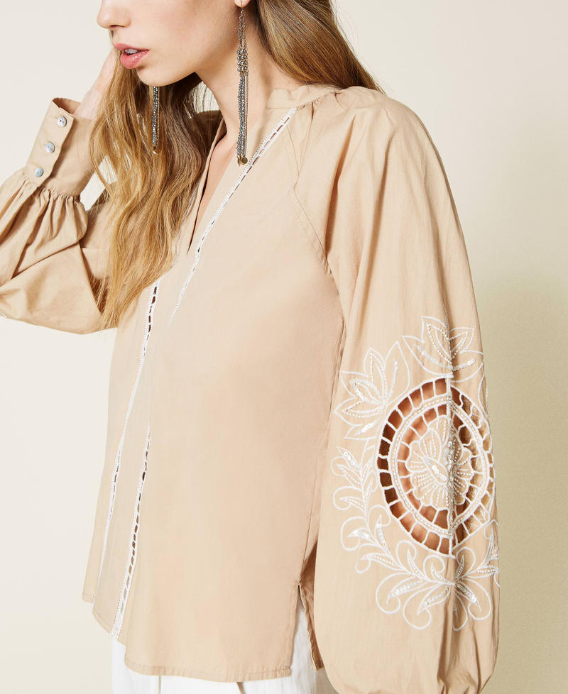 Muslin blouse with handmade embroidery