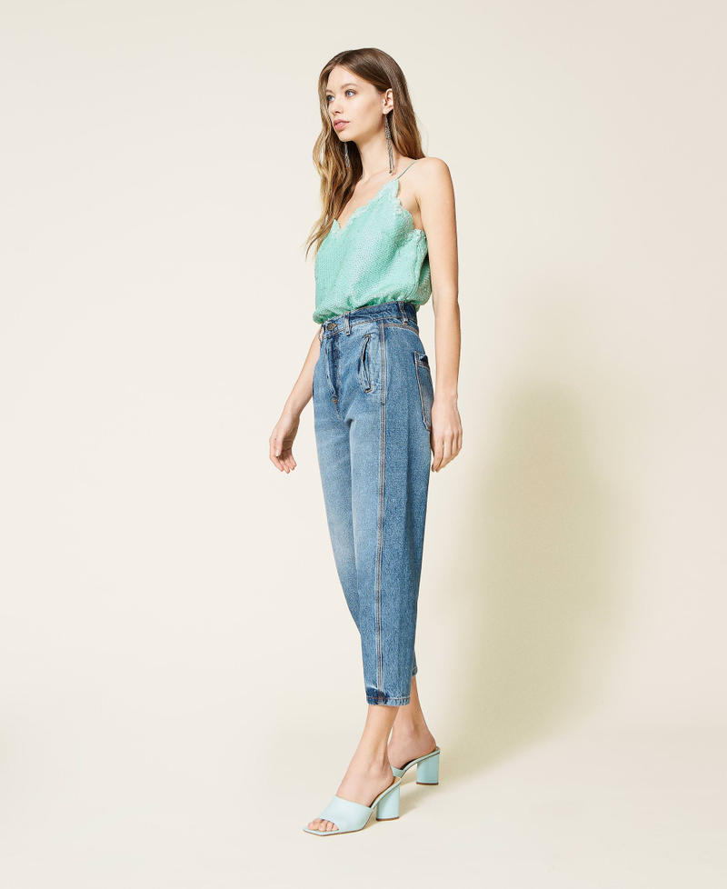 Jeans with green cast wash