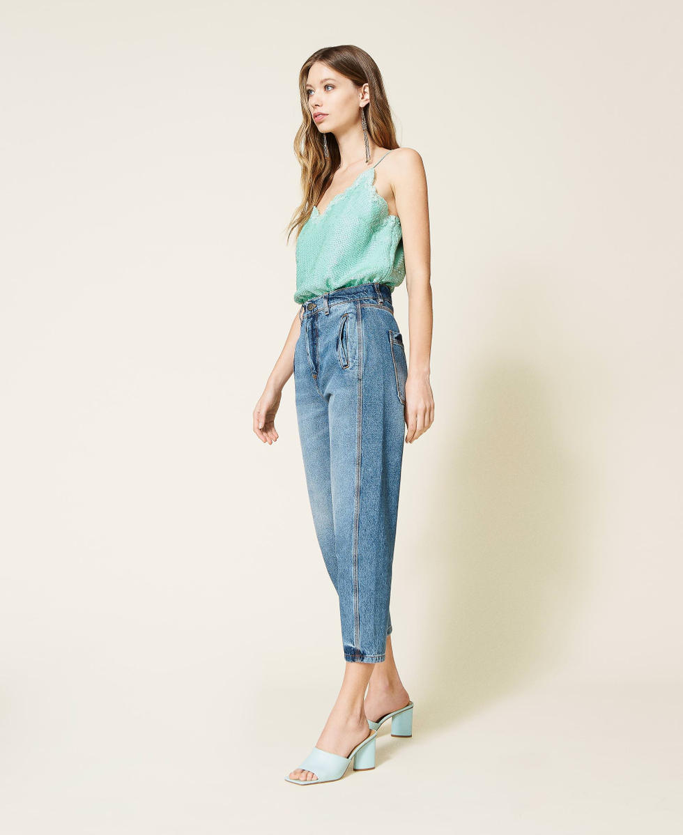 Jeans with green cast wash