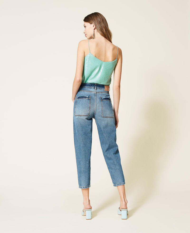Jeans with green cast wash "Mid Denim" Blue Woman 221TP2641-03