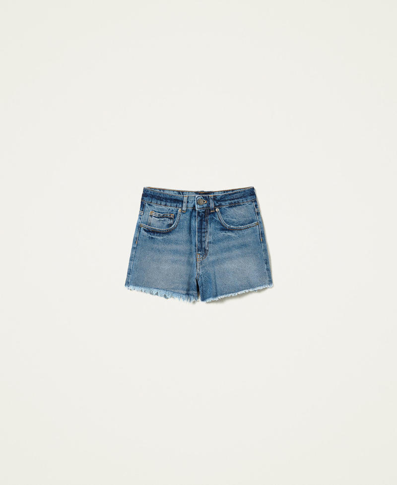 Shorts in jeans lavaggio green cast sfrangiati Blu "Denim Medio" Donna 221TP2644-0S