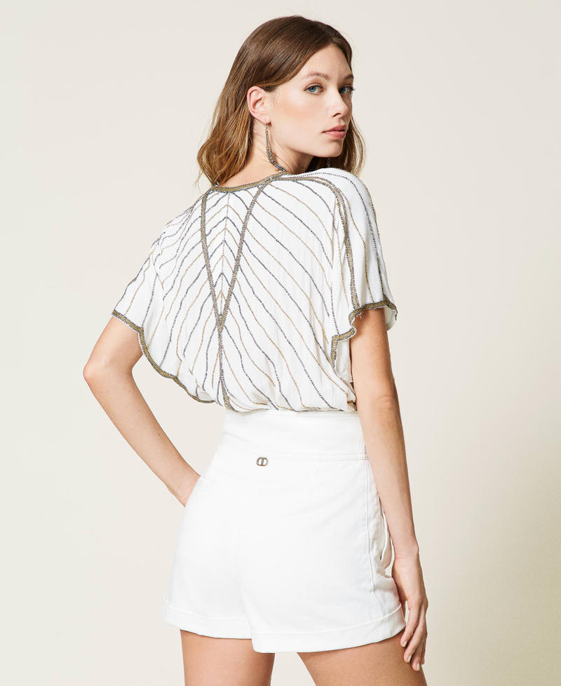 High-Waist-Shorts aus Bull-Denim