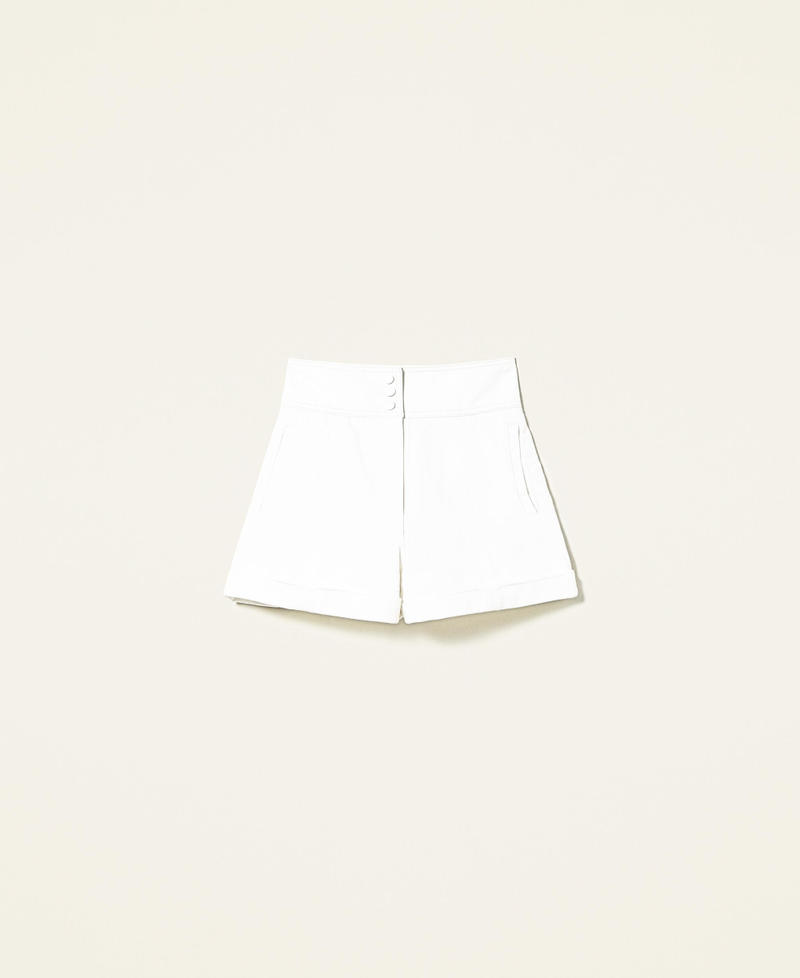 High waist bull shorts Woman, White | TWINSET Milano High waist bull shorts Woman, White | TWINSET Milano