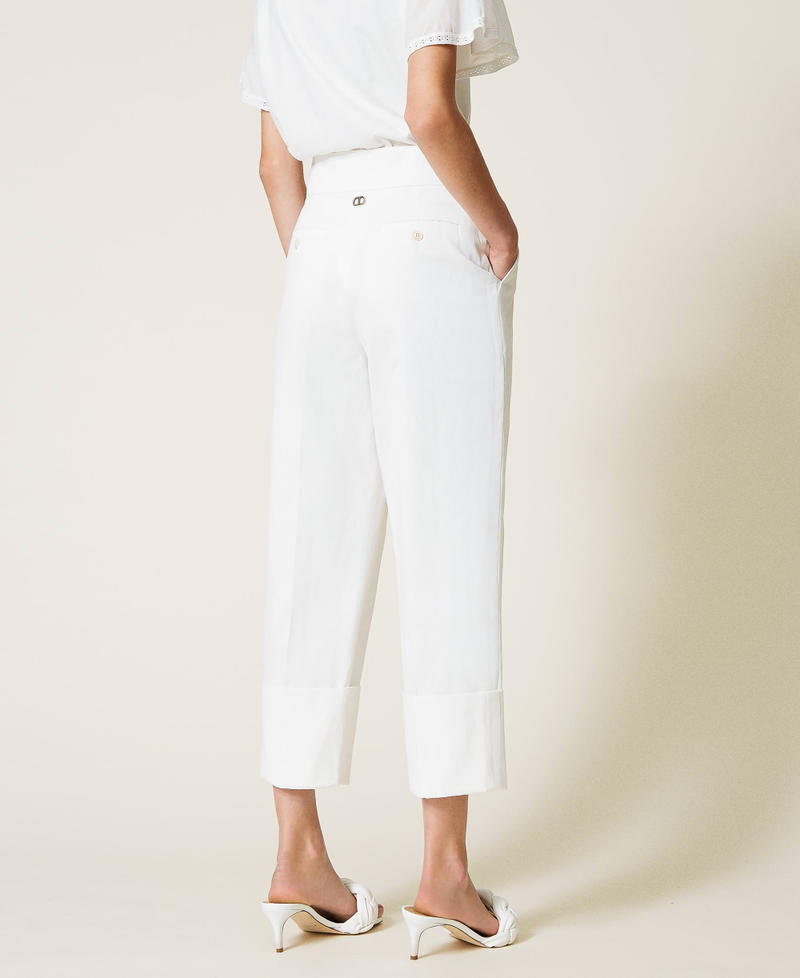 Pantalon cropped en satin opaque Blanc Neige Femme 221TP2650-04