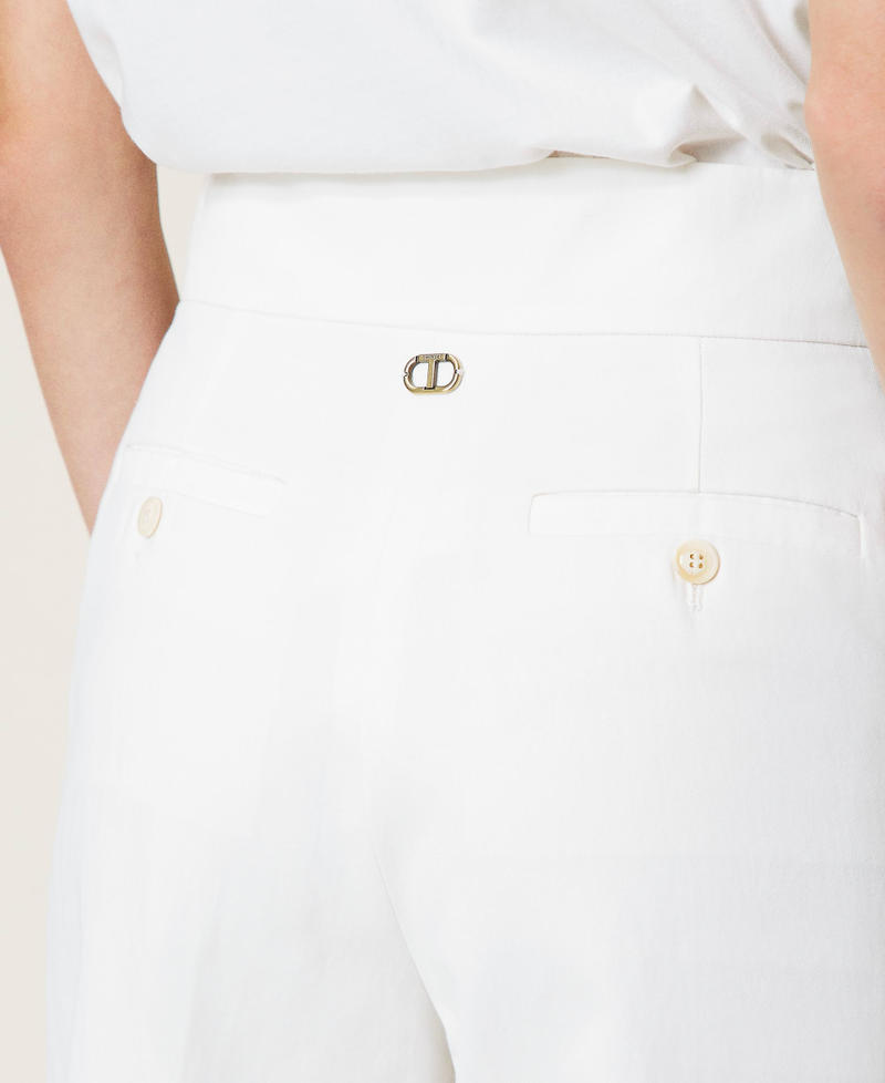 Pantaloni cropped in raso opaco Bianco Neve Donna 221TP2650-05