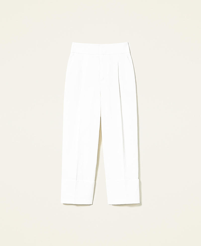Pantaloni cropped in raso opaco Bianco Neve Donna 221TP2650-0S
