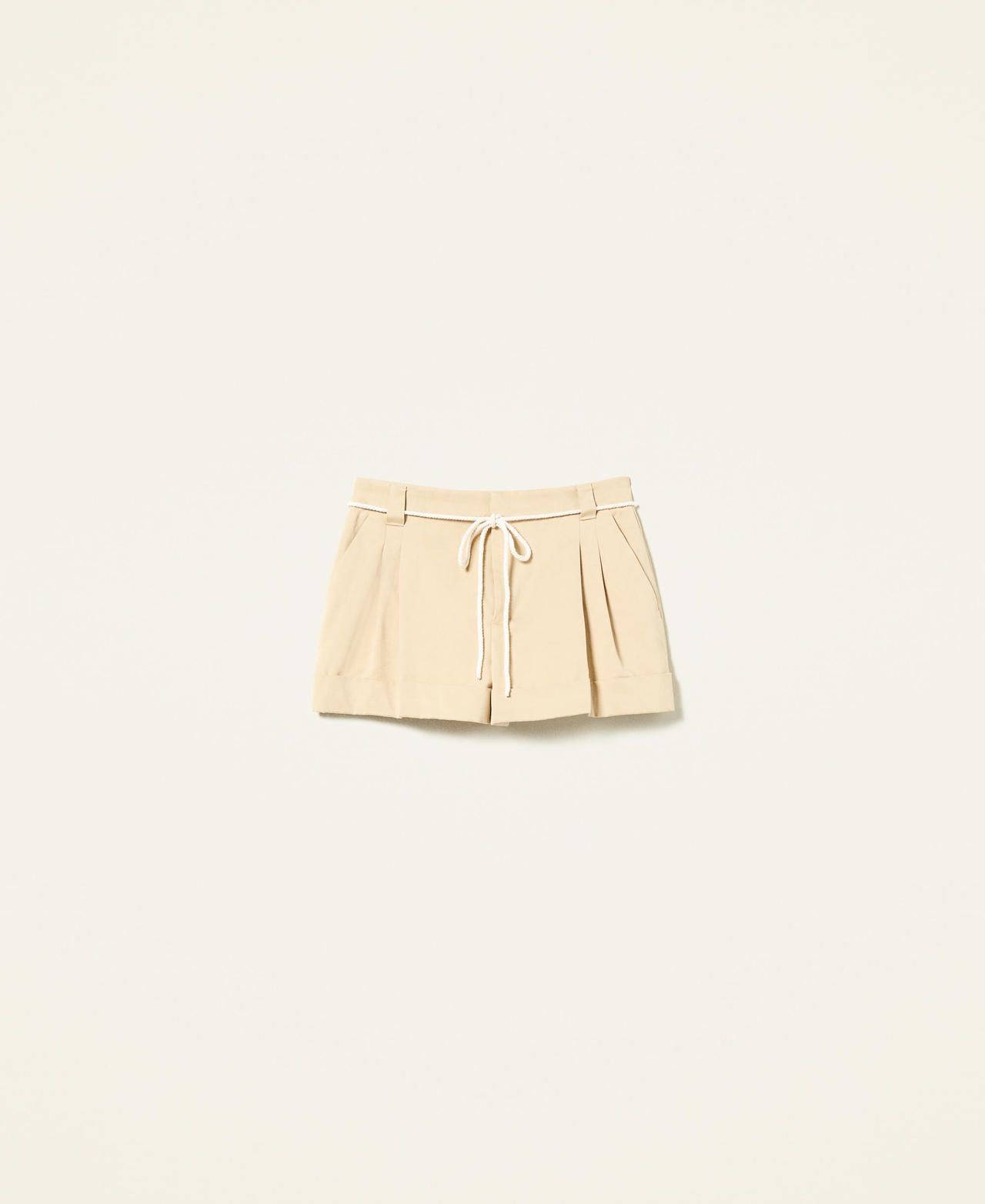 Shorts in raso opaco con cintura Rosa Gesso Donna 221TP2652-0S