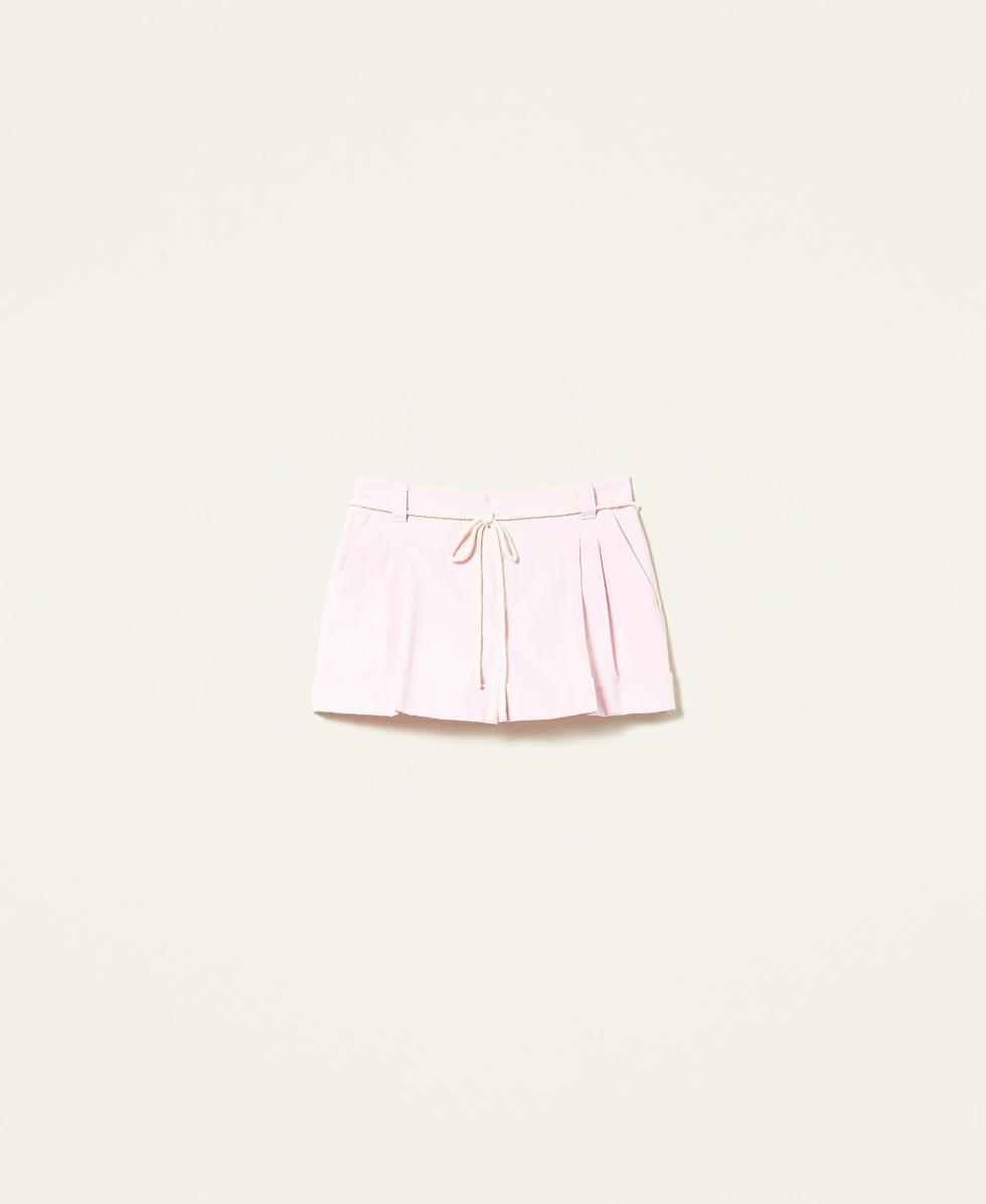 Matte satin shorts with belt