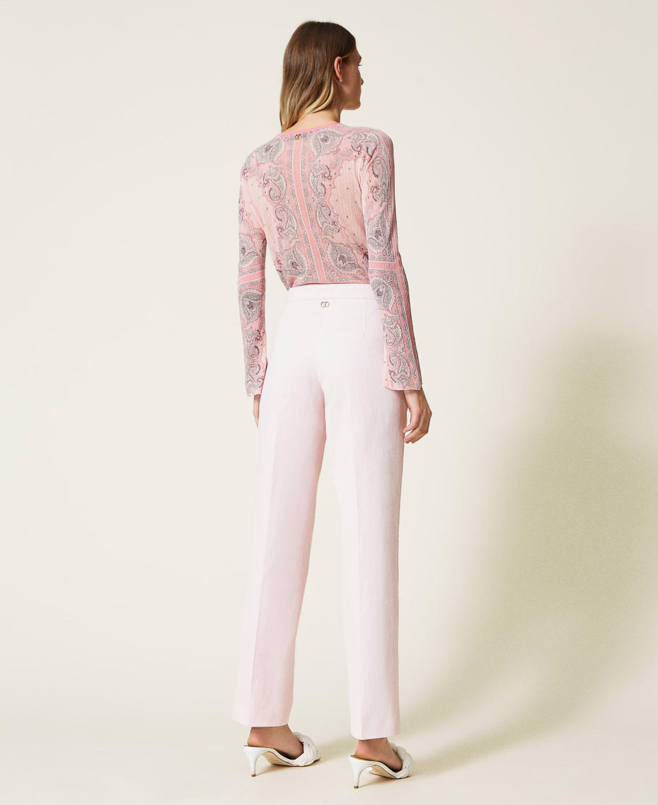 Pantalon en satin opaque Rose Craie Femme 221TP2653-04