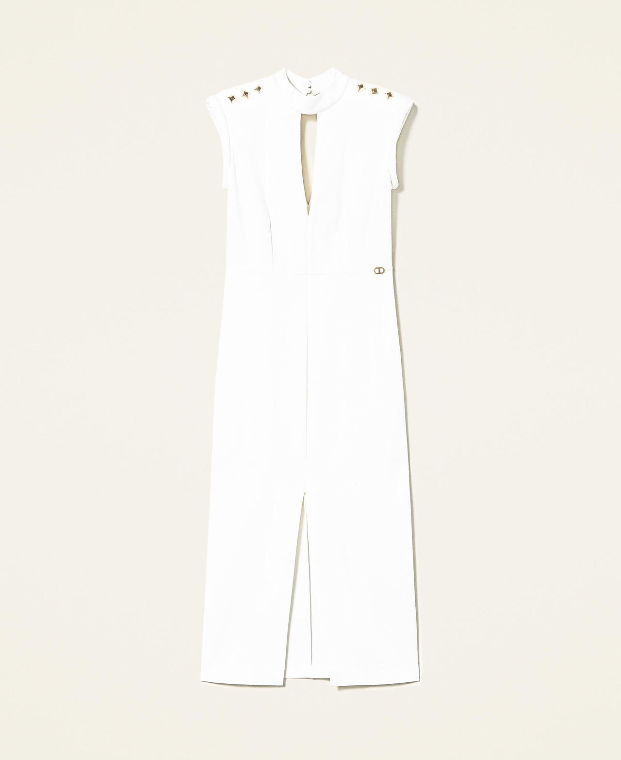 Приталенное платье с заклепками Белый Снег женщина 221TP2660-0S
