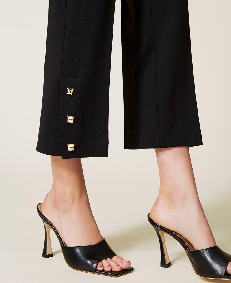 Cropped trousers with studs Black Woman 221TP2662-05
