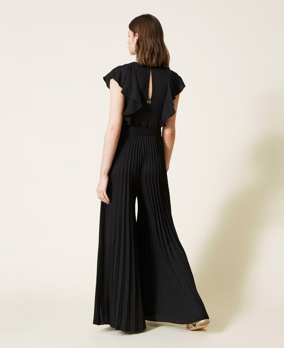 Длинное платье-комбинезон с плиссировкой Черный женщина 221TP2673-04