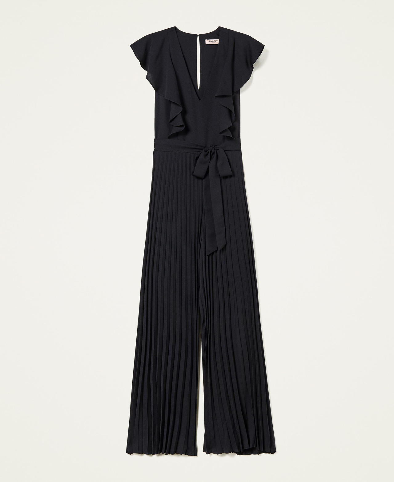 Длинное платье-комбинезон с плиссировкой Черный женщина 221TP2673-0S