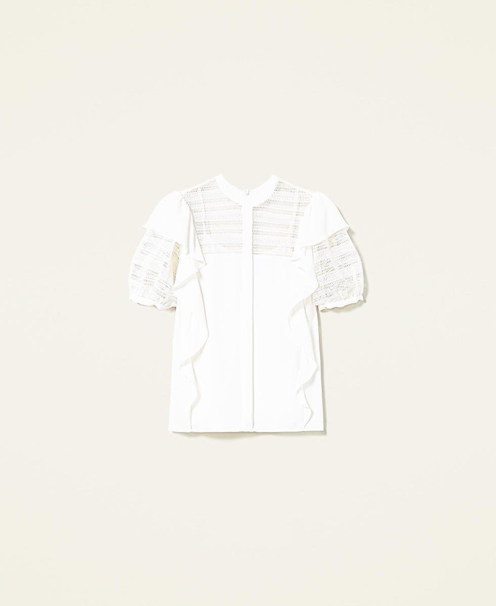 Blouse avec dentelle et volants