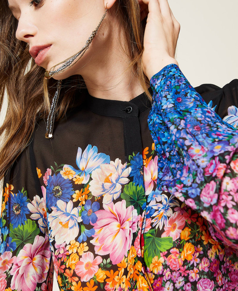 Camisa de georgette con flores Estampado Multiflores Mujer 221TP268A-01