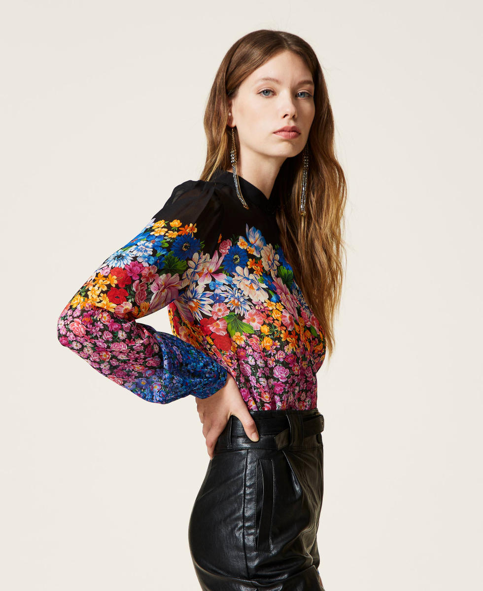 Camisa de georgette con flores
