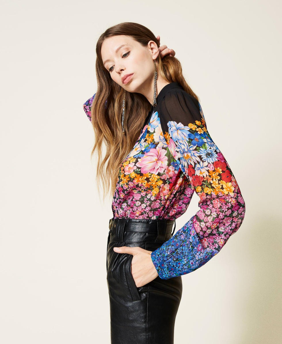 Camicia in georgette a fiori