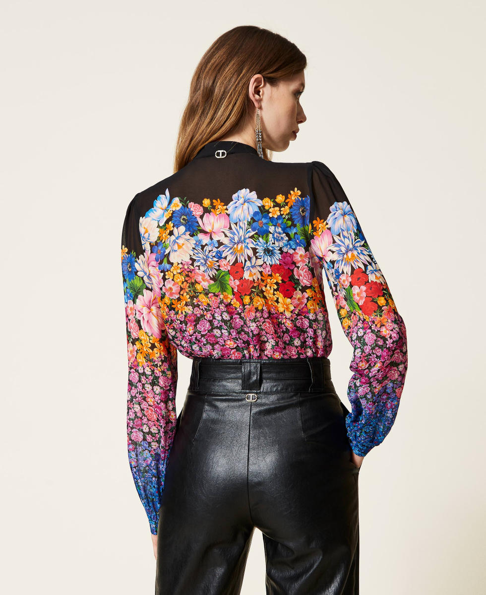 Camisa de georgette con flores
