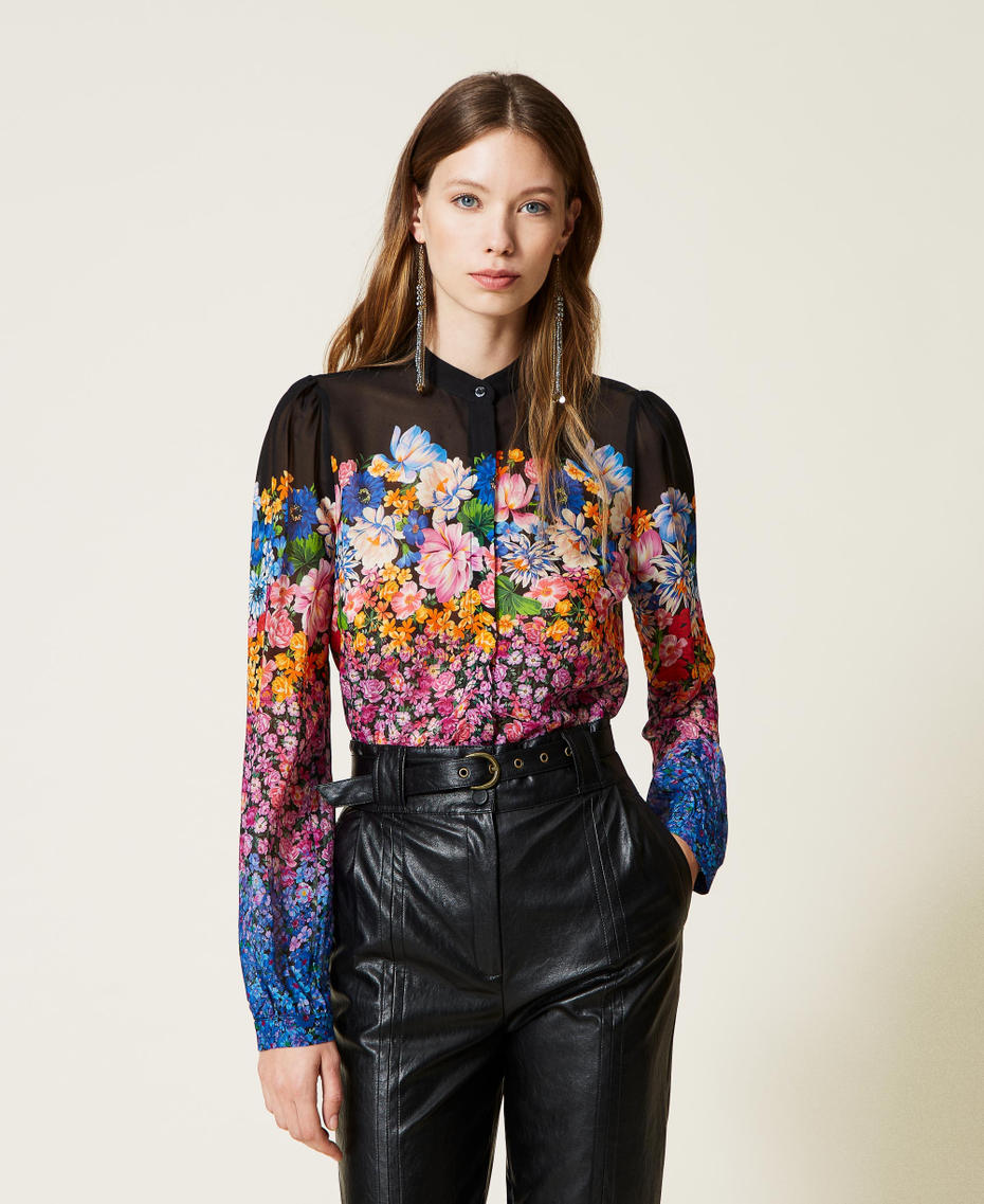 Hemd aus Georgette mit Blumendessin Multiblumenprint Frau 221TP268A-06