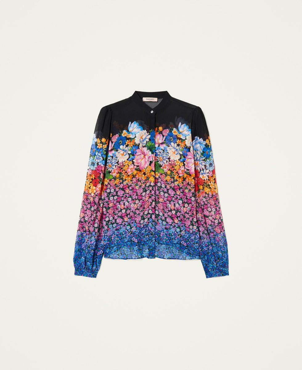Camisa de georgette con flores