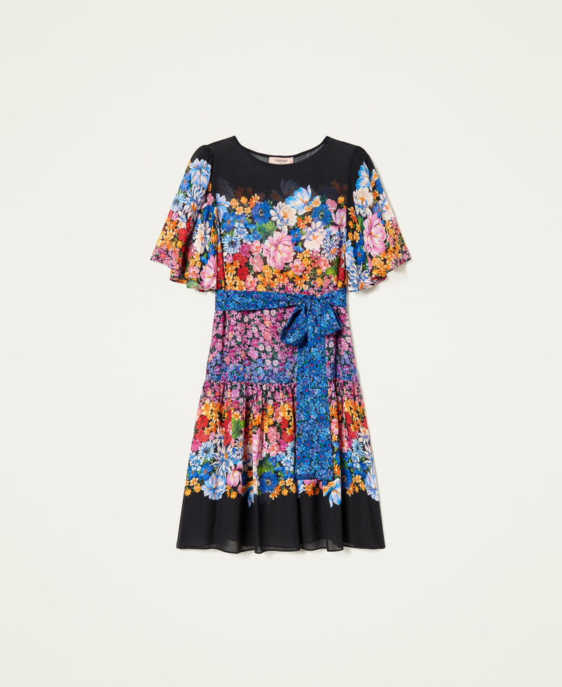 Платье из жоржета с цветочным принтом Принт Многоцветье женщина 221TP268C-0S