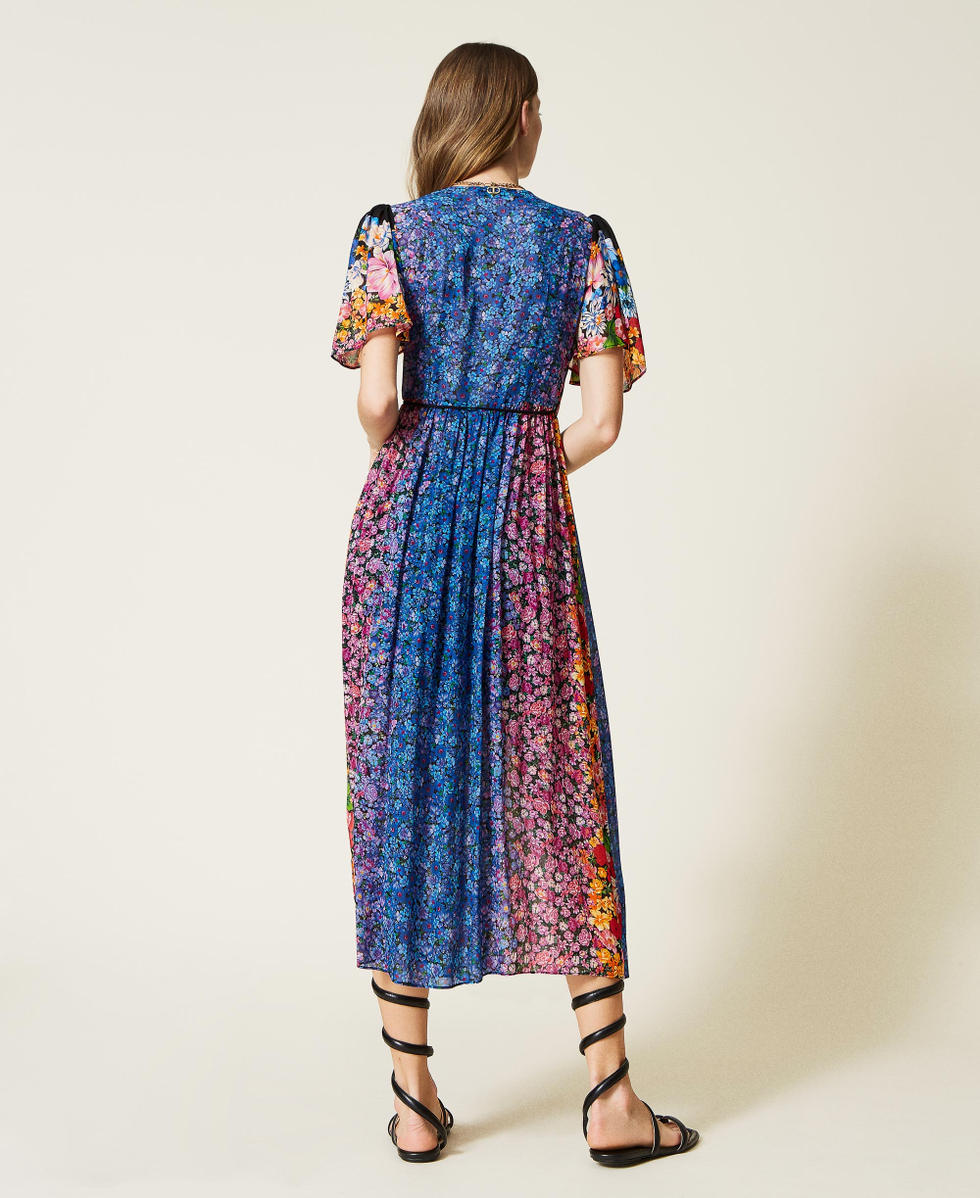 Floral georgette wrap-around dress