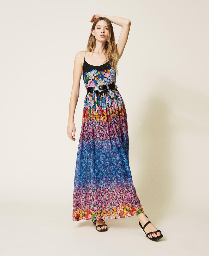 Длинное платье из жоржета с цветочным рисунком Принт Многоцветье женщина 221TP268E-01