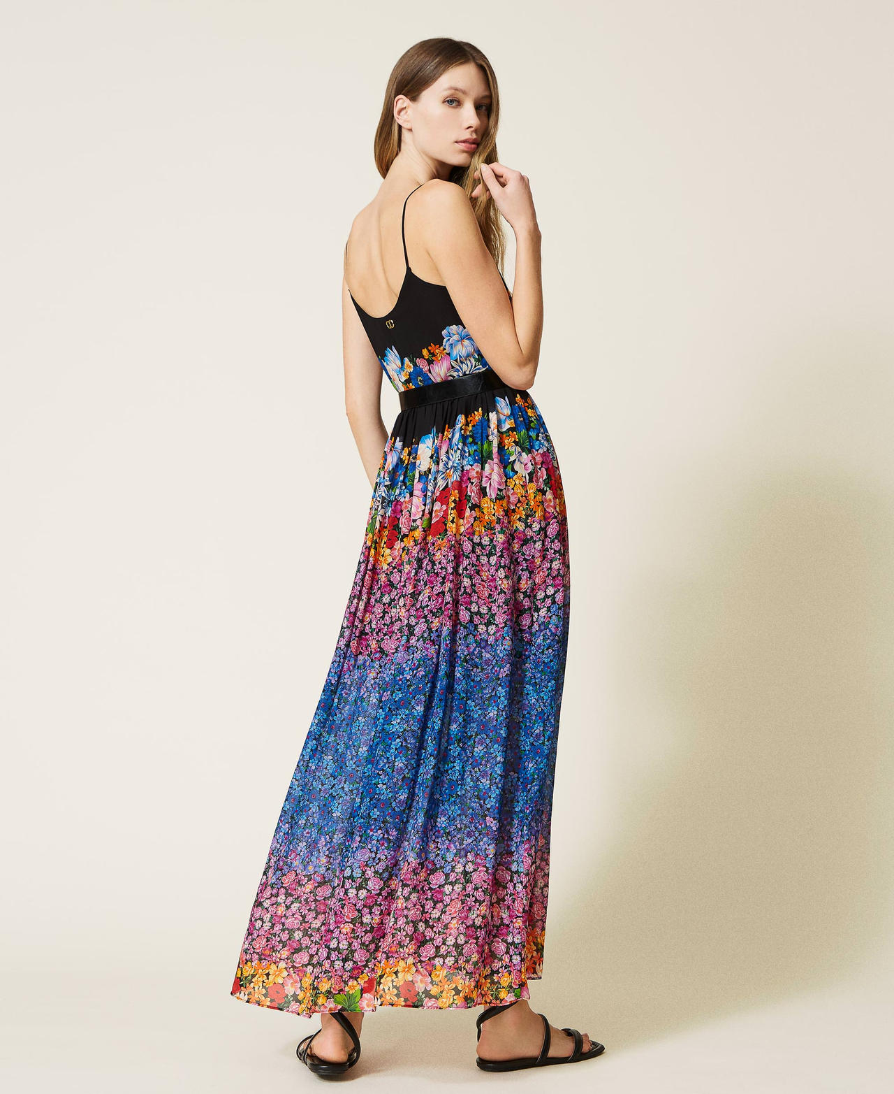 Abito lungo in georgette a fiori Stampa Multifiori Donna 221TP268E_06799_03