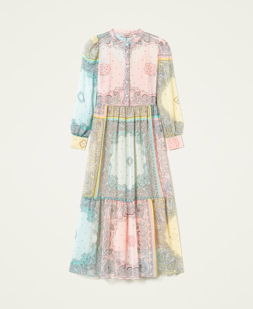 Robe longue avec imprim&eacute; patchwork bandana