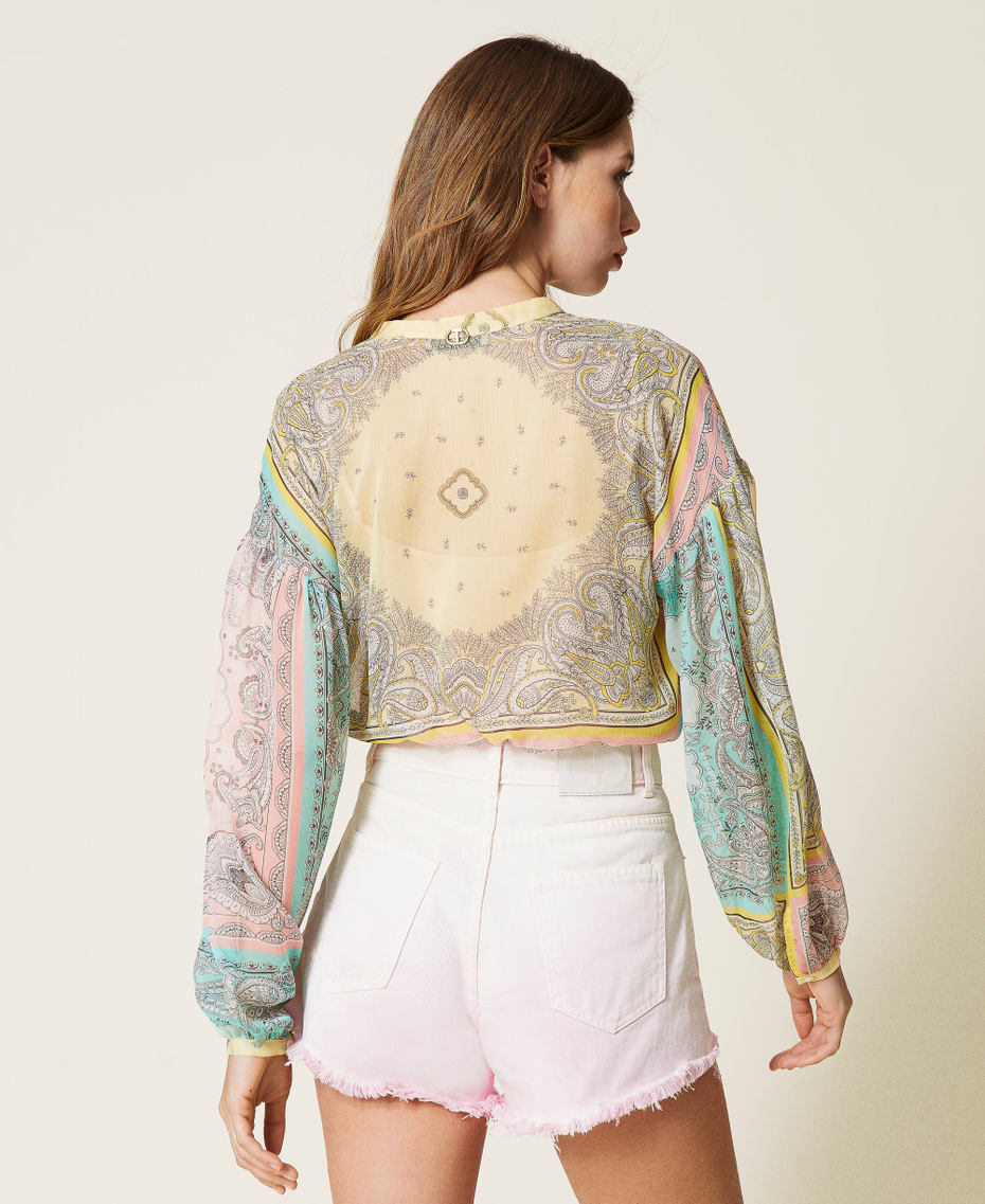 Blouse with patchwork bandanna print