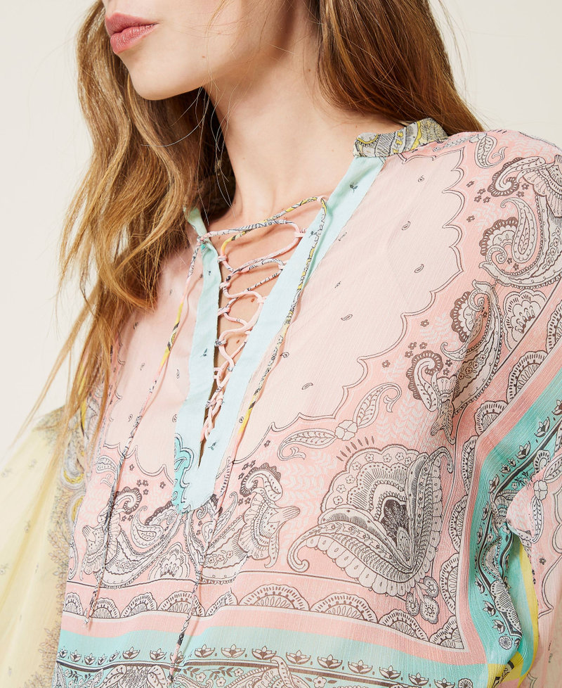 Blouse with patchwork bandanna print