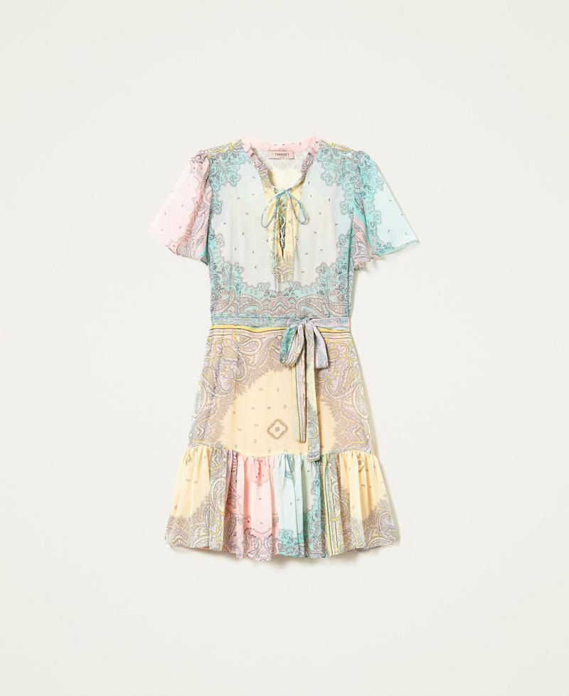 Kleid mit Bandana-Patchworkprint Bandanaprint Pastelle Frau 221TP2705-0S