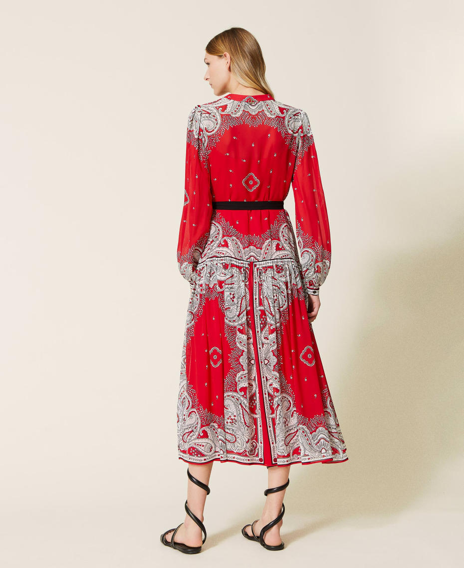 Long dress with bandanna print "Fire Red" Large Bandanna Print / Snow Woman 221TP270F-04