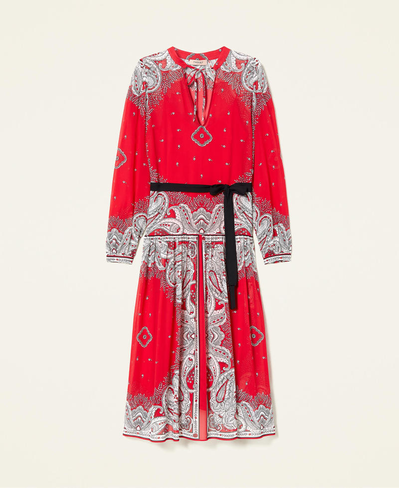 Длинное платье с принтом 'бандана' Принт Бандана Большой Красный "Огненно-красный" / Снег женщина 221TP270F-0S