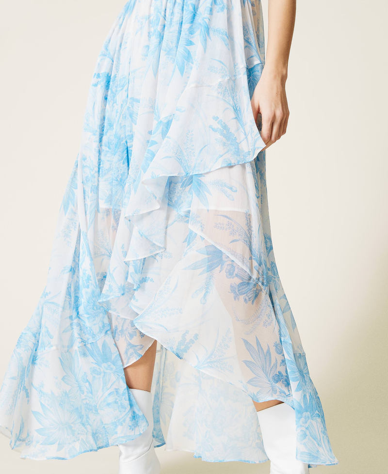 Robe longue avec imprim&eacute; floral toile de Jouy