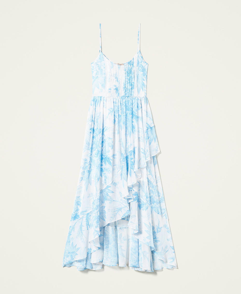 Robe longue avec imprim&eacute; floral toile de Jouy