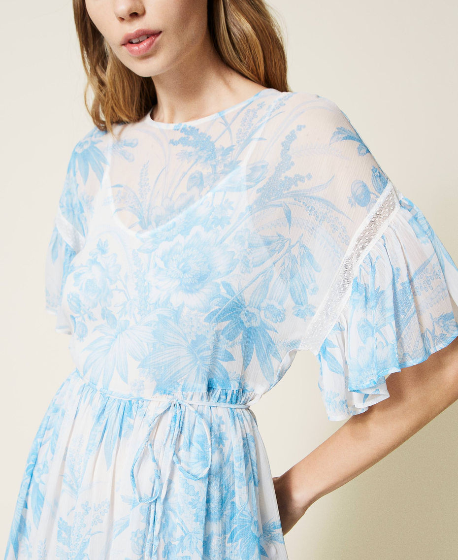 Robe avec imprimé floral toile de Jouy Femme, Bleu TWINSET Milano