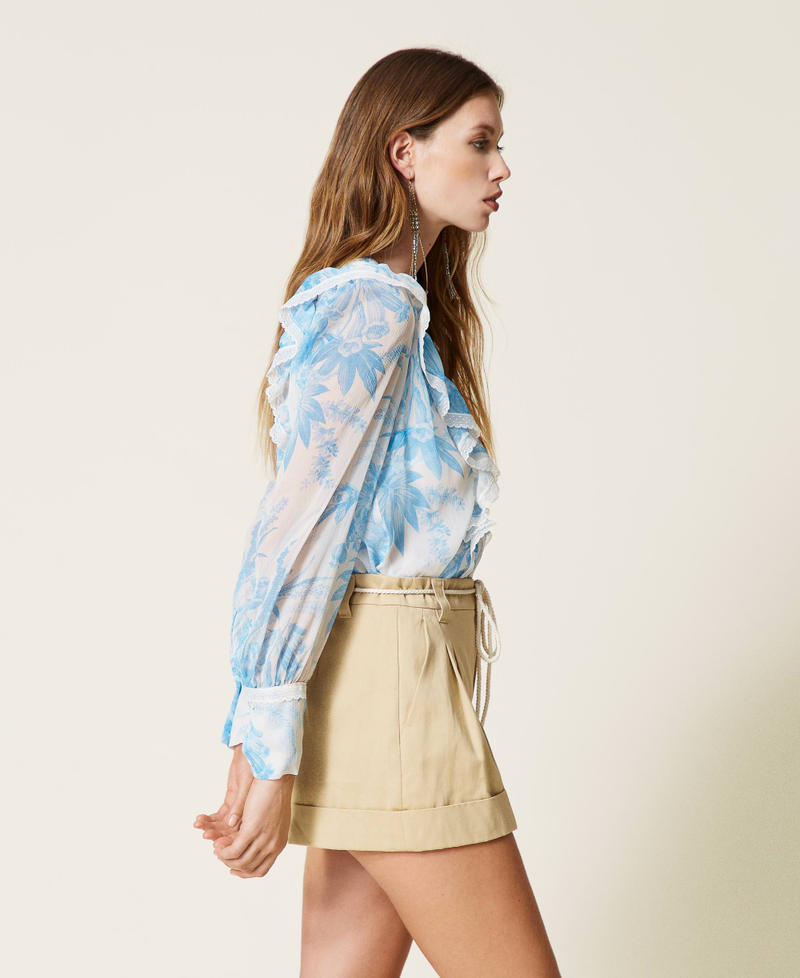 Blouse avec imprim&eacute; floral toile de Jouy