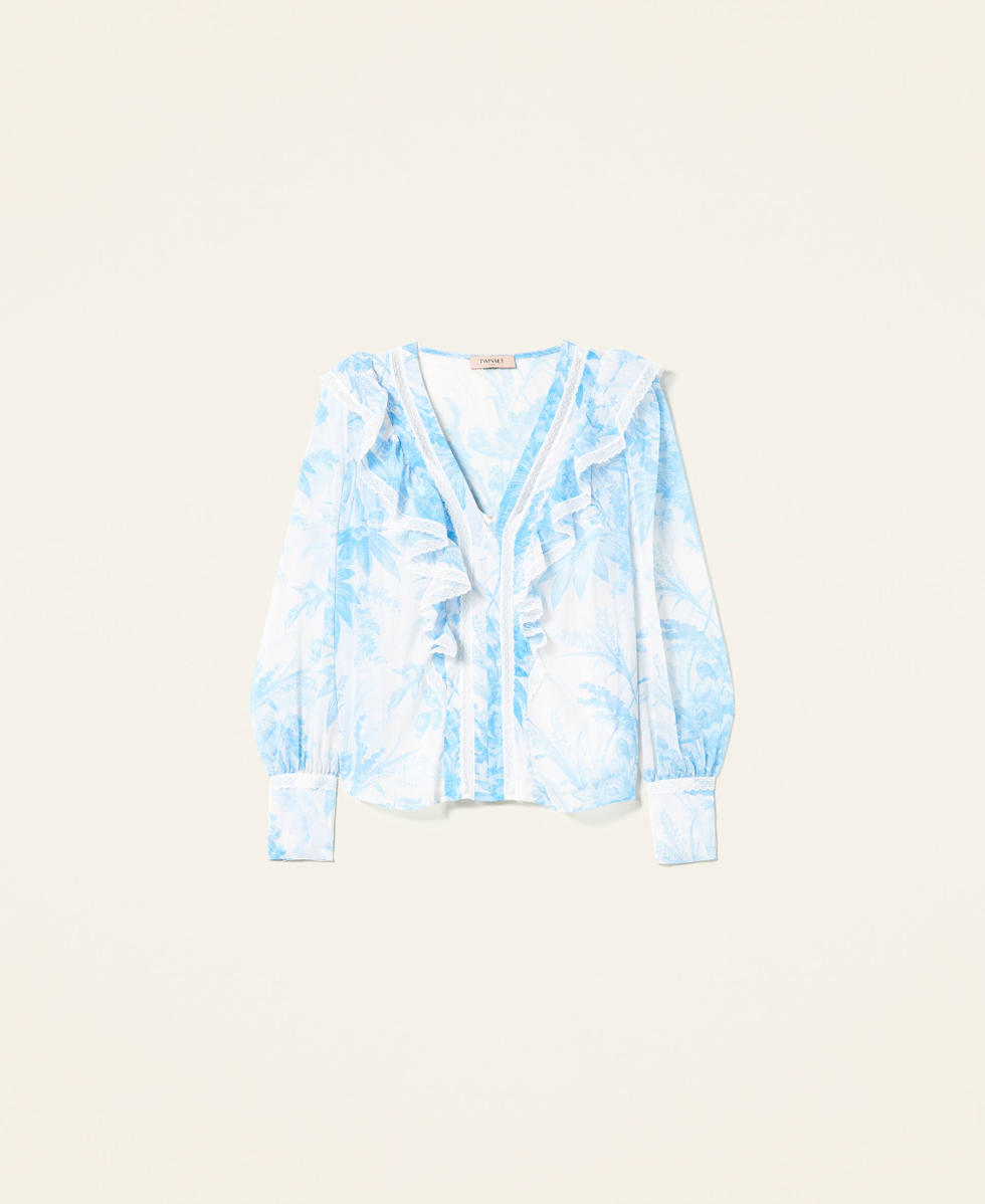 Blouse with toile de Jouy floral print