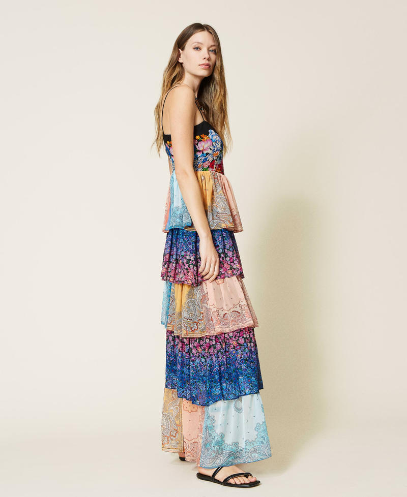 Long printed dress with flounces "Bohemian Mix” Pattern Woman 221TP271A-02