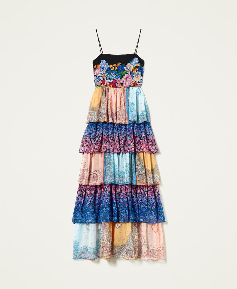 Long printed dress with flounces "Bohemian Mix” Pattern Woman 221TP271A-0S