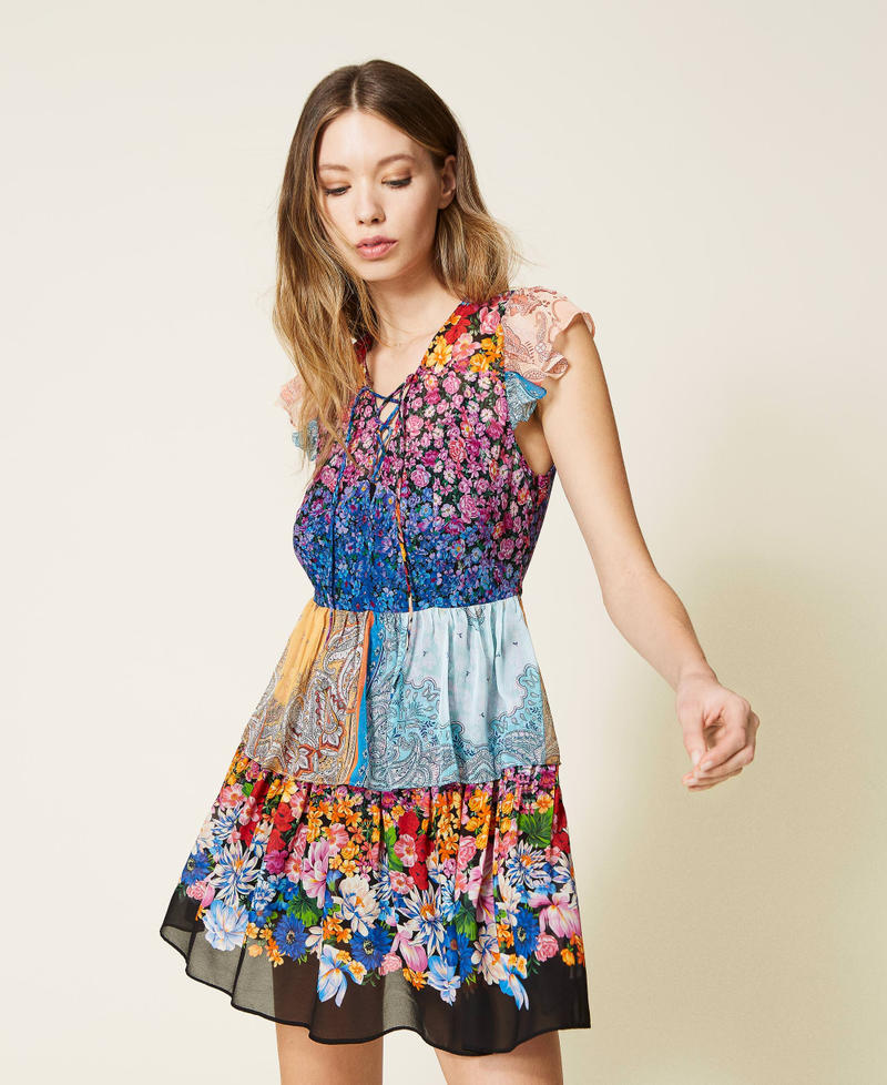 Printed dress with flounces "Bohemian Mix” Pattern Woman 221TP271B-01