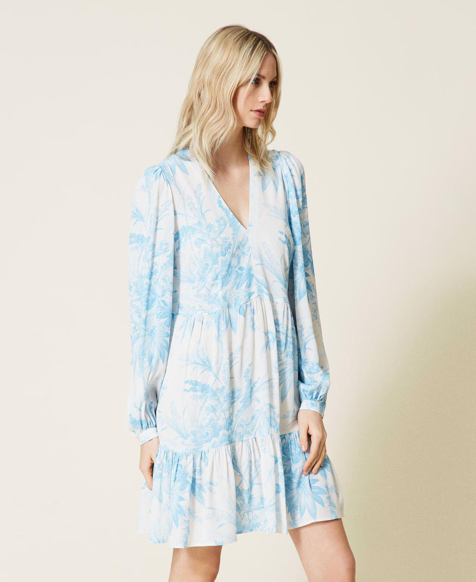 Robe avec imprim&eacute; floral toile de Jouy