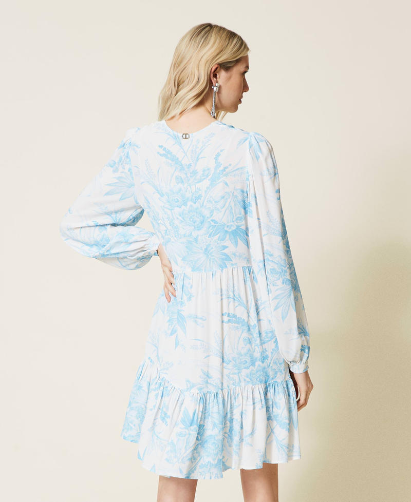 Robe avec imprimé floral toile de Jouy Imprimé Fleur Sanderson Blanc « Neige »/Bleu Femme 221TP271C-05