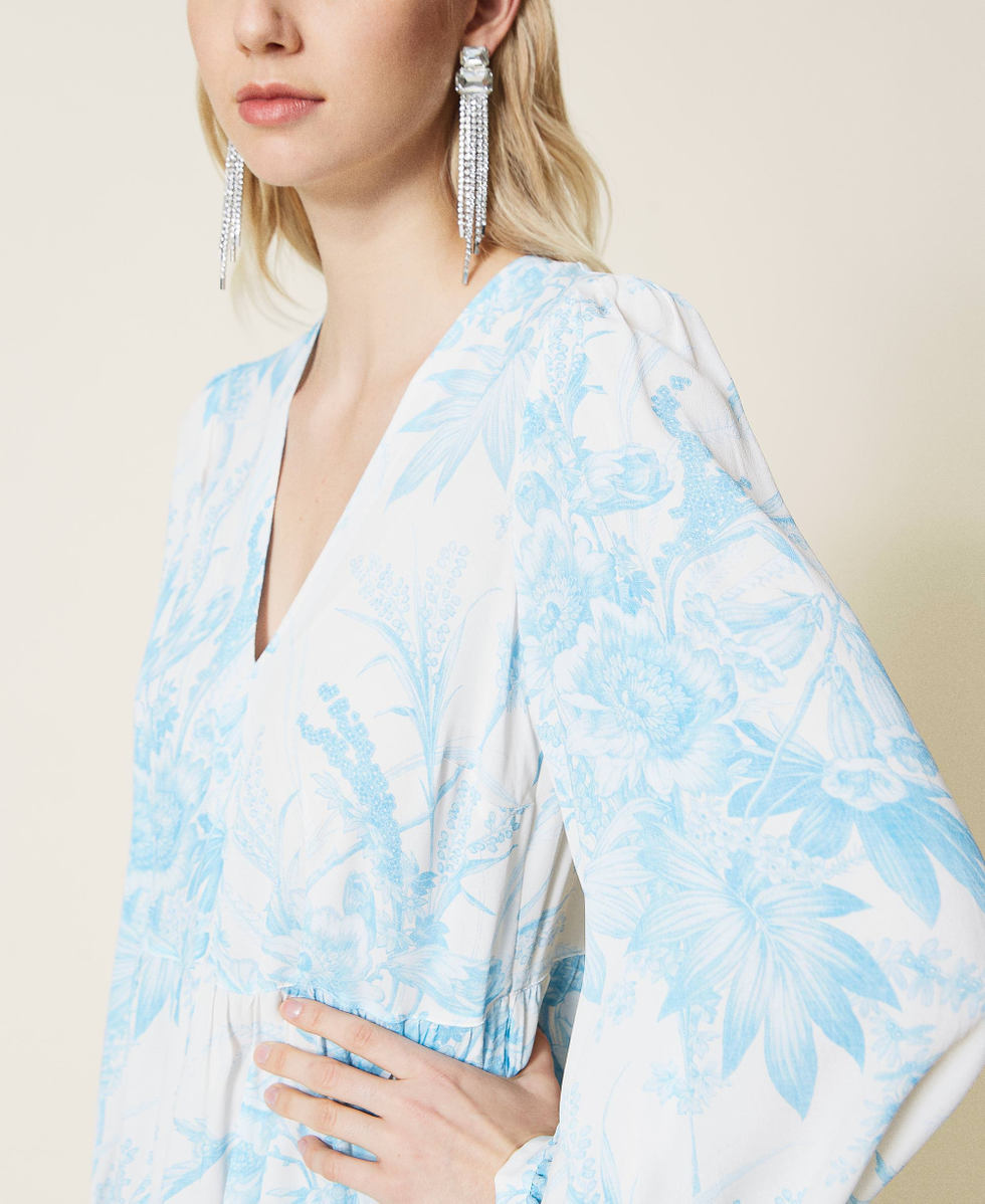 Dress with toile de Jouy floral print Woman Light blue TWINSET