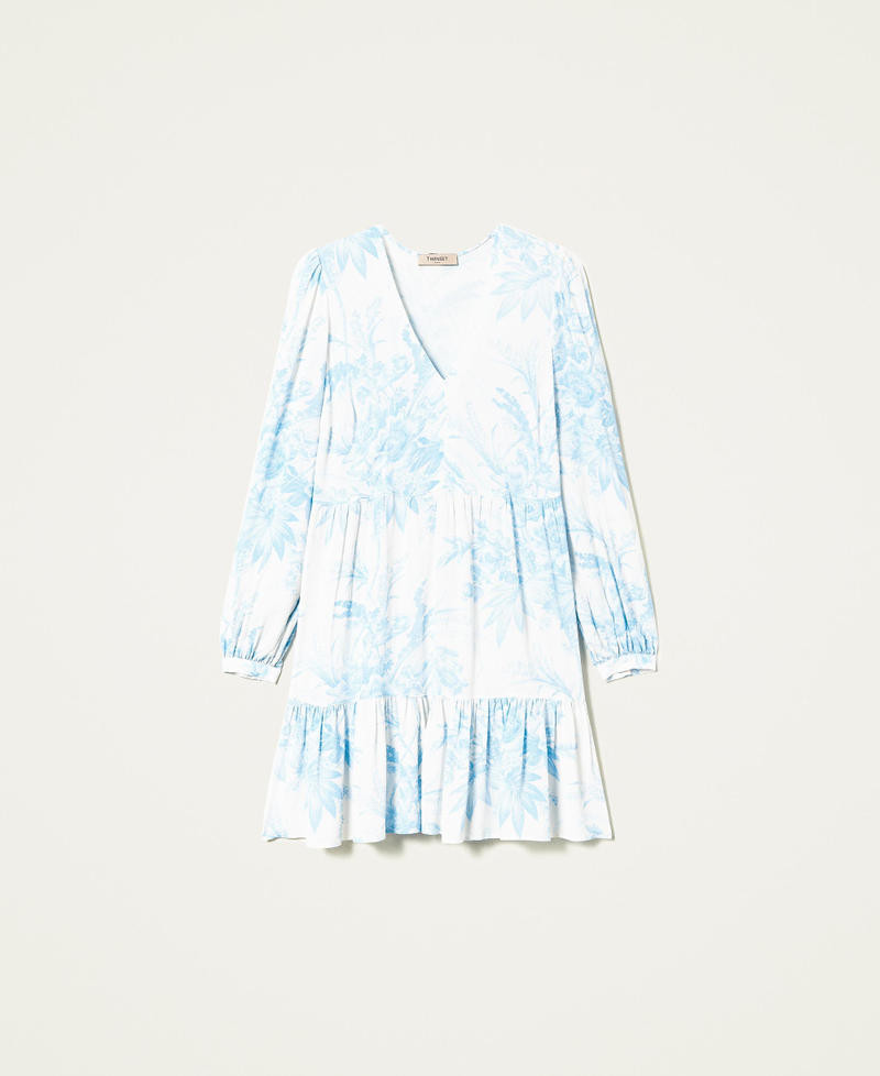 Robe avec imprimé floral toile de Jouy Imprimé Fleur Sanderson Blanc « Neige »/Bleu Femme 221TP271C-0S
